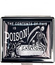 Vintage Poison Caution 7 Days Chromed Shiny Silver Pill Organizer with Mirror Inside Has 8 Separate Compartments Rectangle 7 Days Pill Box Pill Case