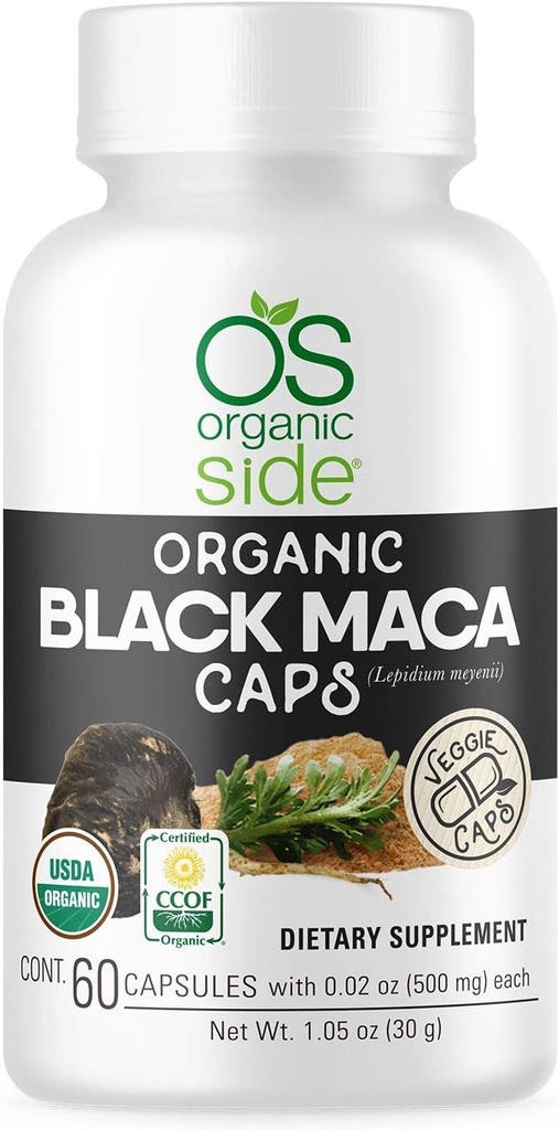 | Organic Black Maca 60 Capsules | Natural Supplement with Black Maca Root Powder | Plant-Based Capsules for Energy, Vitality, and Hormonal Balance