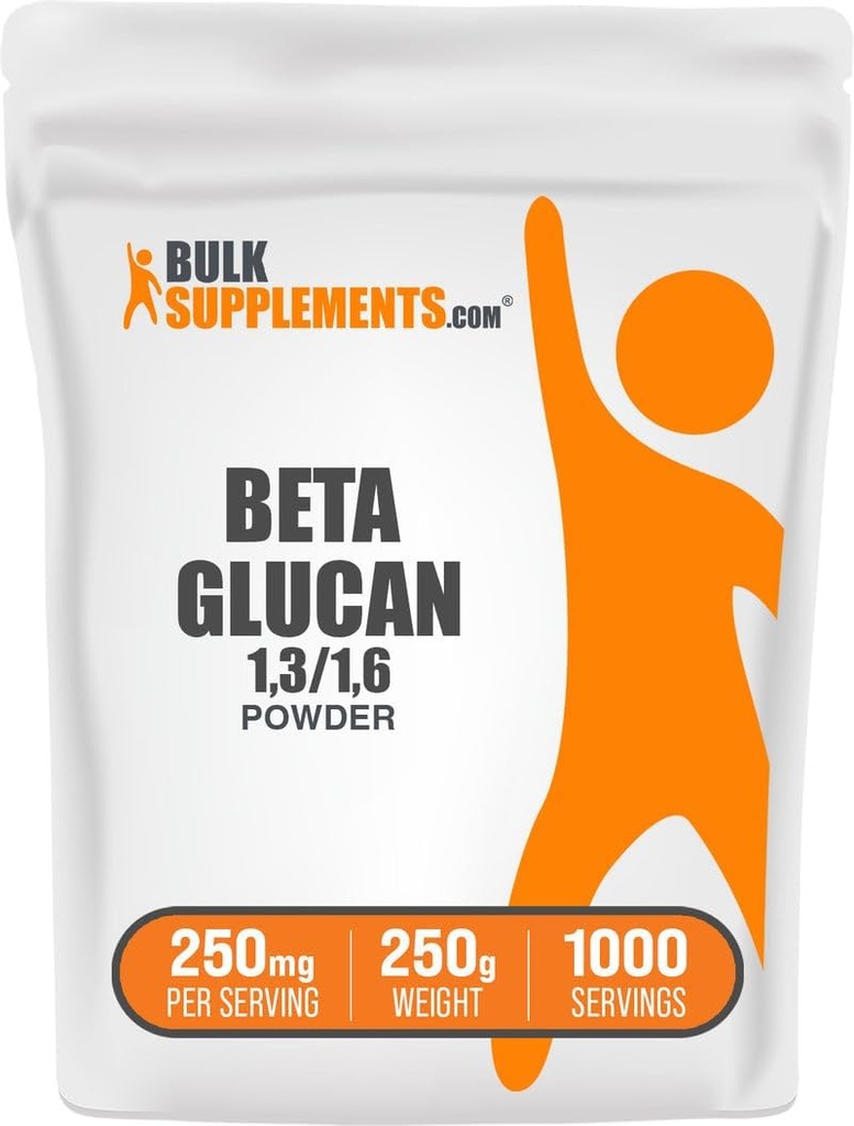 BulkSupplements.com Beta Glucan Powder - 1,3/1,6, Beta Glucan Supplements - Vegan & Gluten Free Supplement, 250mg per Serving, 250g (8.8 oz) (Pack of 1)