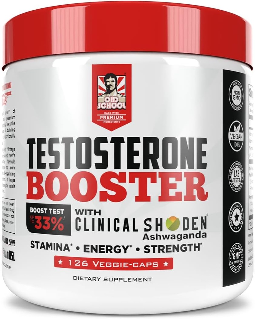 Vintage Boost - Wave-Loaded Testosterone Booster - Fast-Acting, Safe & Effective Supplement with Tribulus - Builds Muscle, Boosts Vitality and Stamina - 126 Natural Veggie Pills