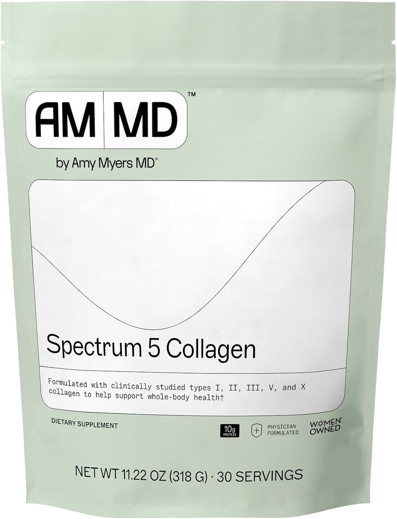 Amy Myers MD Spectrum 5 Collagen Peptides Powder - Daily Collagen Supplement for Healthy Hair, Skin & Nails - for Joint Support, Gut & Immune Health - 30 Servings