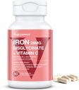 Iron Supplements for Women, Vegan Iron Bisglycinate 28mg Plus Vitamin C, Folic Acid - Iron Pills for Anemia, Iron Deficiency & Energy Support - High Absorption, Gluten-Free, Non-GMO - 60 Capsules