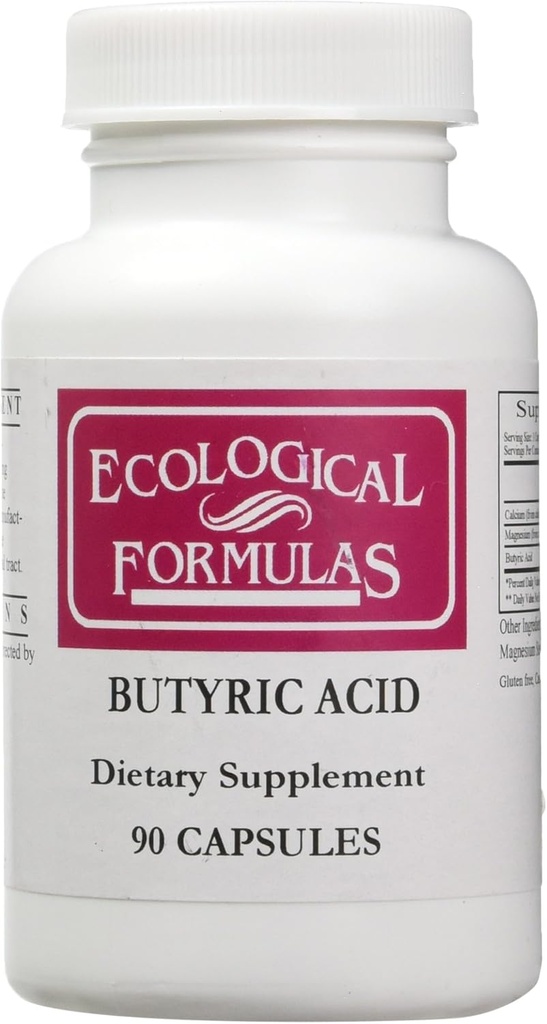 Ecological Formulas Calcium Magnesium Butyrate (Btyric Acid), Supports Gut Health. 1-Pack, Cream, 90 Capsules