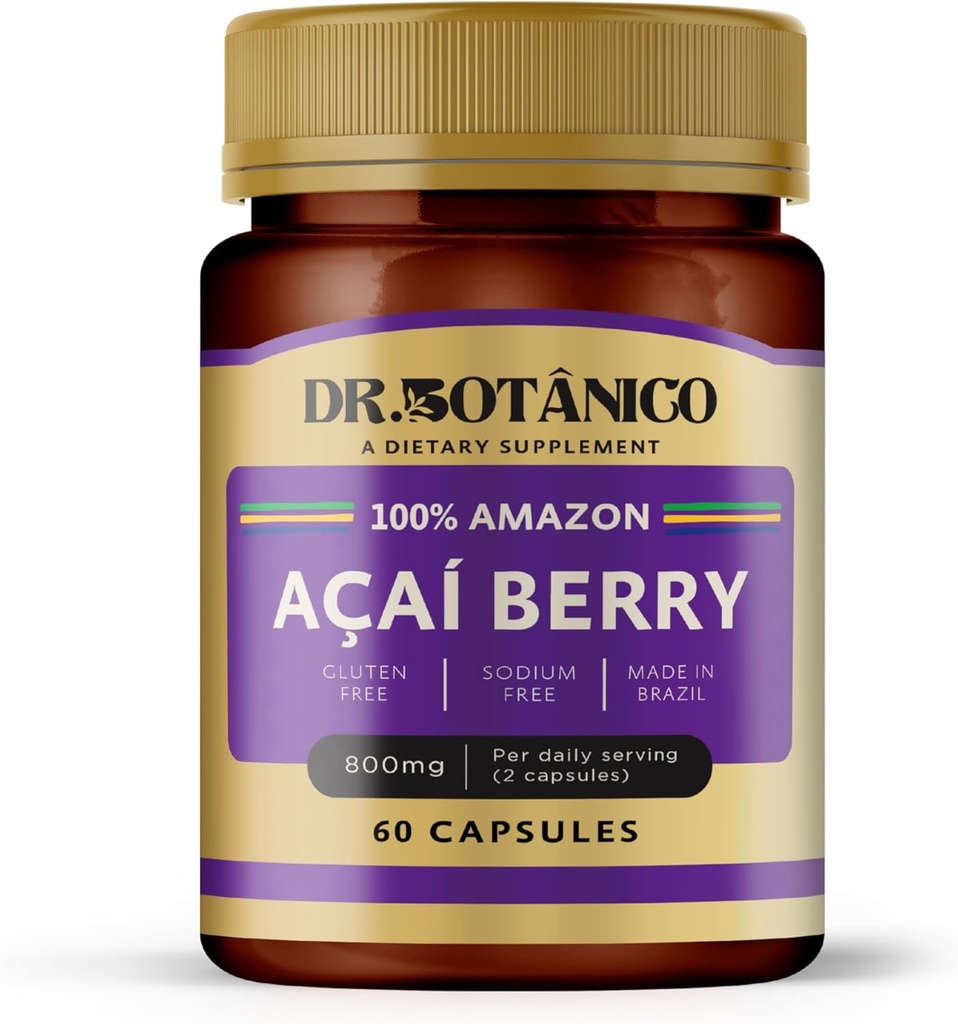 Açaí Berry 800mg – Immune & Skin Support | Dr. Botanico (60 Capsules)