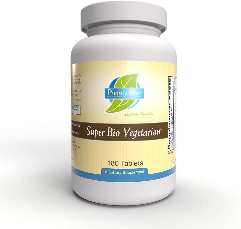 Priority One Vitamins Super Bio Vegetarian 180 Tablets - Immune System Support*- Clinical Strength - Benefits of Shiitake & Maitake Mushrooms.