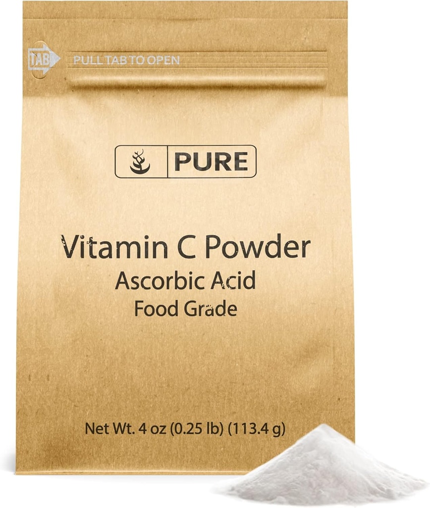 PURE ORIGINAL INGREDIENTS Vitamin C Powder (4 oz) Ascorbic Acid, Non GMO, Dietary Supplement