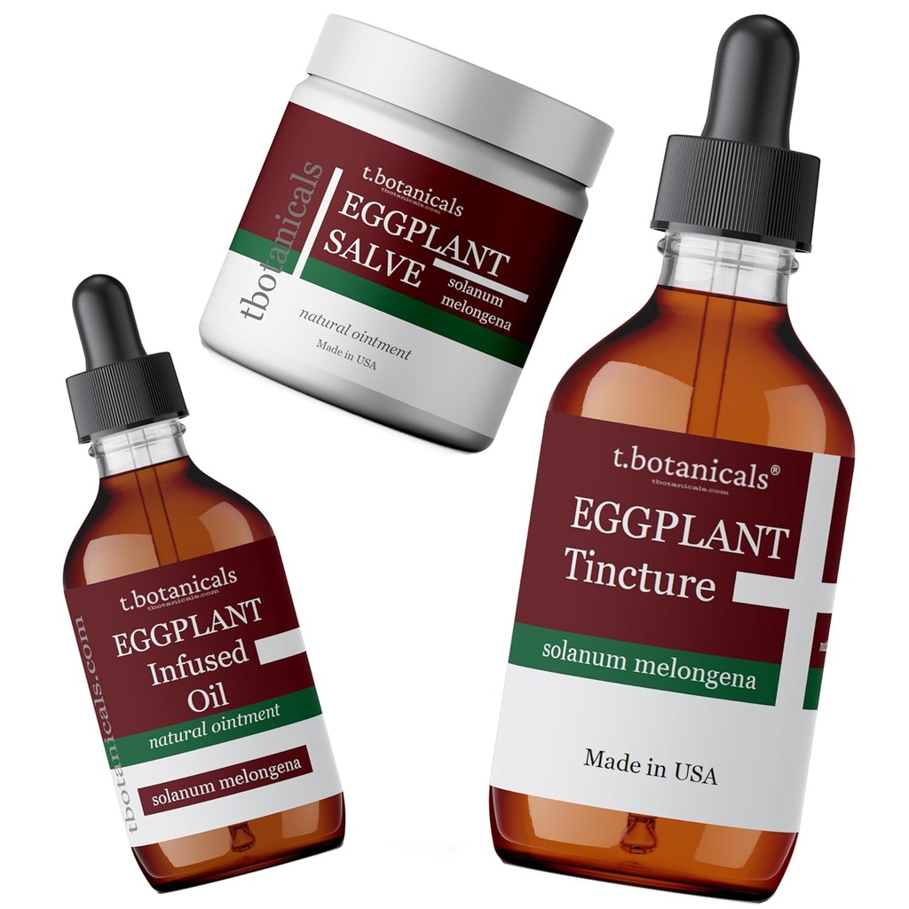 3-Piece Eggplant Skin Conditioning Set Eggplant Salve Tincture Oil Skin Cell Health Support Relief Regenerate Discolored Thickened Scaly Skin Disorders