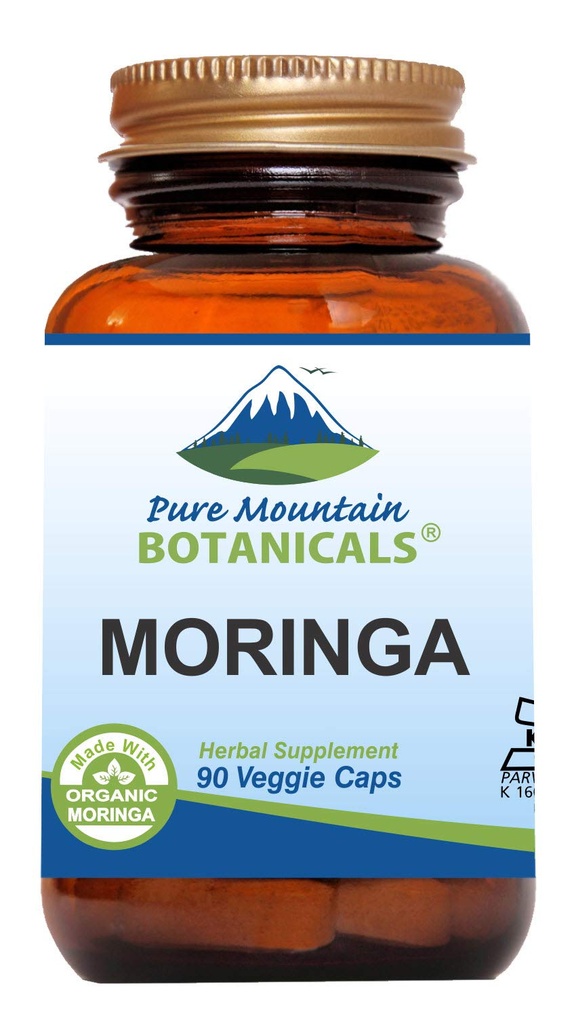 Pure Mountain Botanicals Moringa Leaf Capsules - Kosher Vegan Formula with 1000mg Organic Moringa - Green Moringa Oleifera Superfood Supplement