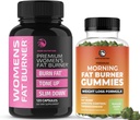 Fat Burn Gummies and Supplement Women | Complete Weight Loss Support with Green Tea & Raspberry Ketones | Appetite Suppressant, Metabolism Booster, & Belly Fat Reducer | 60 Gummies & 120 Pills