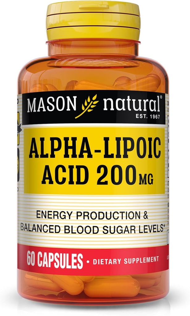 MASON NATURAL Alpha Lipoic Acid 200 mg, Supports Energy Production, Dietary Supplement, 60 Capsules