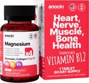 4X Magnesium Complex 200 mg + Magnesium Glycinate + Citrate + B12 High Absorption + Taurate + Malate + Bromelain+Collagen (Type II)+Hyaluronic Acid+Heart, Muscle+Joint Support, 60-Day