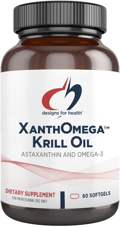 Designs for Health XanthOmega - Krill Oil with 12mg Astaxanthin - Antioxidant, Phospholipids + EPA/DHA Omega 3 - Cardiovascular, Skin + Eye Health Supplement (120 Softgels)