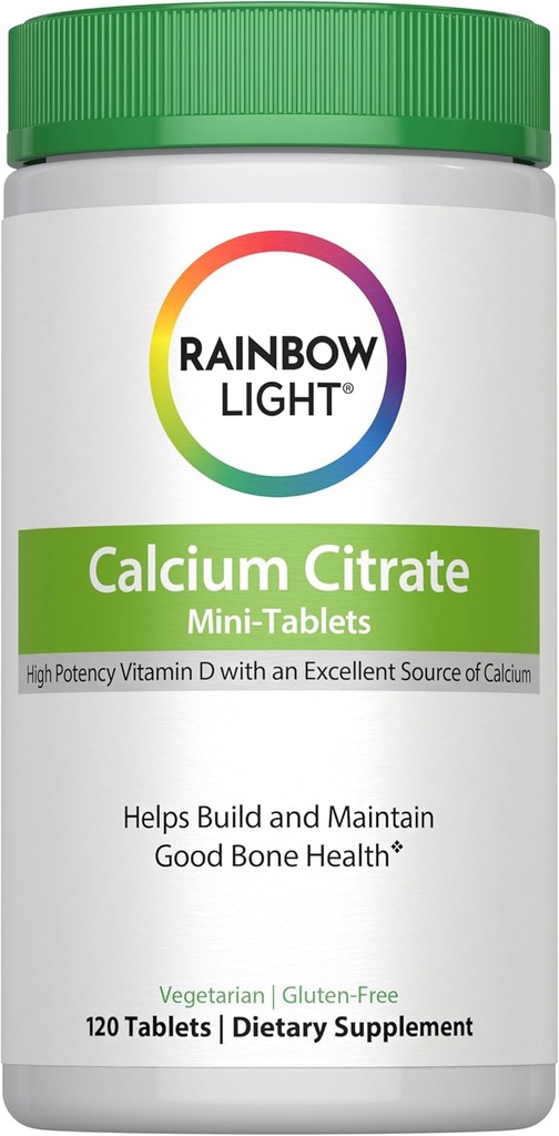 Rainbow Light Calcium Citrate Tablets with Vitamin D, Dietary Supplement Provides High-Potency Bone Health Support, with Calcium and Vitamin D, Vegetarian and Gluten Free, 120 Count
