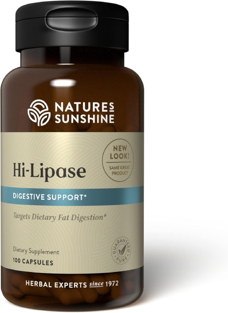 Nature's Sunshine Hi Lipase Dietary Supplement, 100 Capsules | Powerful Enzyme Supplement that Allows the Digestive System to Digest Fats