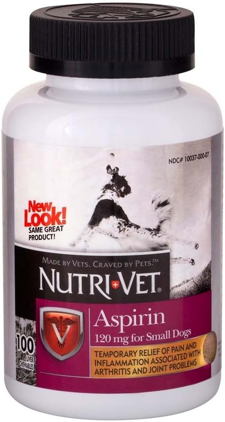 Nutri-Vet Aspirin for Dogs Small Dogs Under 50 lbs - 100 Count (120 mg) - Pack of 2