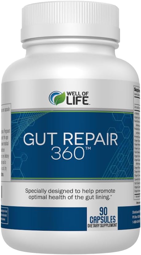 Gut Repair 360: Natural Formulated Formula Emerged from The Lab - Pure Essence Organic Capsules Non-GMO Gluten-Free Soy-Free Dairy-Free USA Made - Supporting Your Healthy Gut
