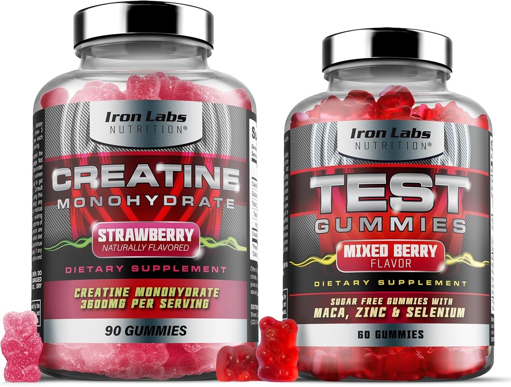 Muscle Gummy Bundle - Creatine Monohydrate Gummies & Testo Gummies for Men - Advanced Bundle