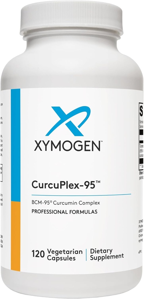 XYMOGEN CurcuPlex-95 - Turmeric Curcumin Supplements with Enhanced Bioavailability - Daily Brain Support Supplement (120 Vegan Turmeric Capsules)