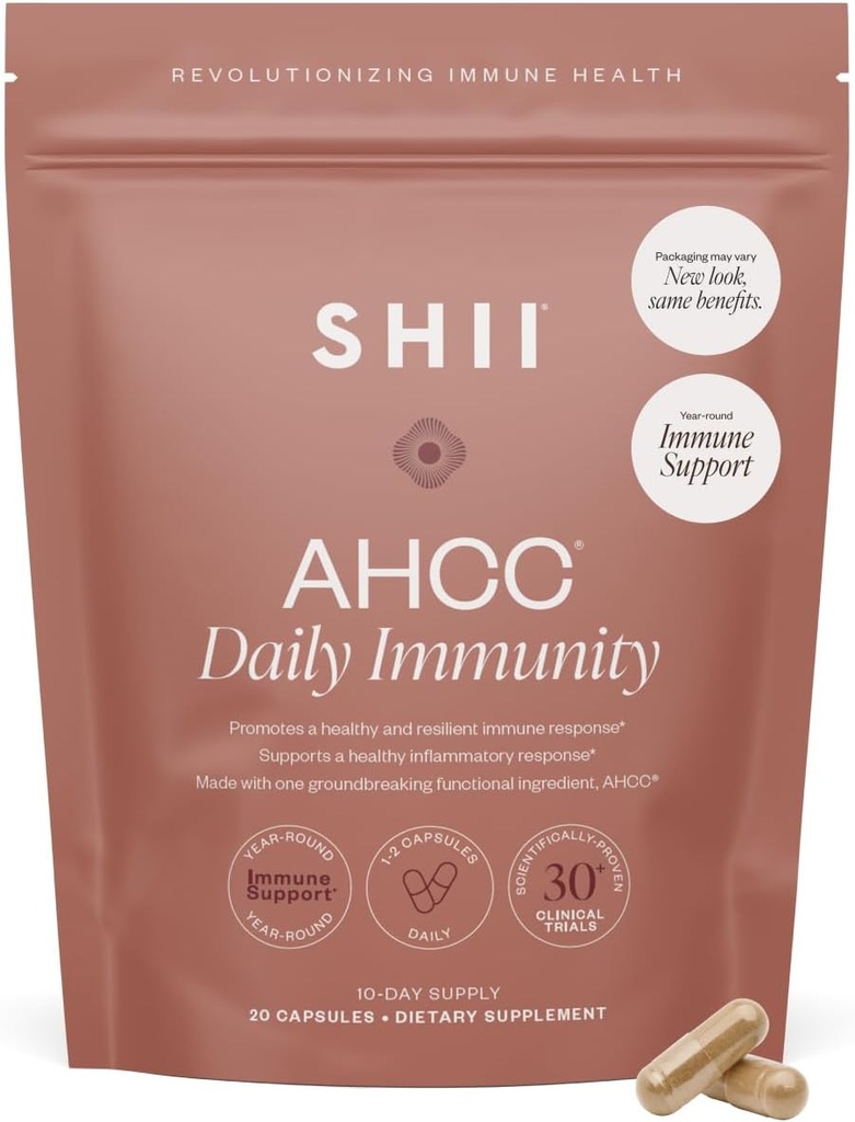 SHII AHCC Daily Immunity, 10-Days Supply – Vegan, Gluten Free Immune Support Supplement with AHCC, Immune System Support from Functional Shiitake Mushrooms, Promotes Immune Response & Cellular Health