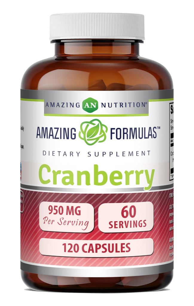 Amazing Formulas Cranberry Extract | 950 Mg Per Serving | 120 Capsules Supplement | Non-GMO, Gluten Free, Made in USA