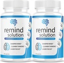 (2 Pack) Remind Solution for Memory Advanced Cognitive Brain Health Function Focus Max Concentration Recall Supplement (120 Capsules)