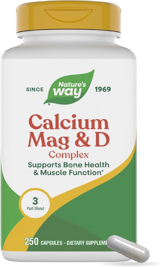 Nature's Way Calcium Magnesium & Vitamin D Complex, Healthy Bones & Teeth, Muscle Function*, Muscle Relaxation,* with Vitamin D3, Gluten free, 100 Capsules (Packaging May Vary)