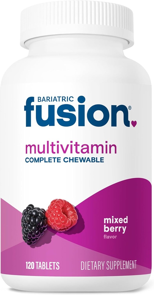 Bariatric Fusion Mixed Berry Complete Chewable Bariatric Multivitamin For Bariatric Surgery Patients Including Gastric Bypass and Sleeve Gastrectomy, 120 Tablets