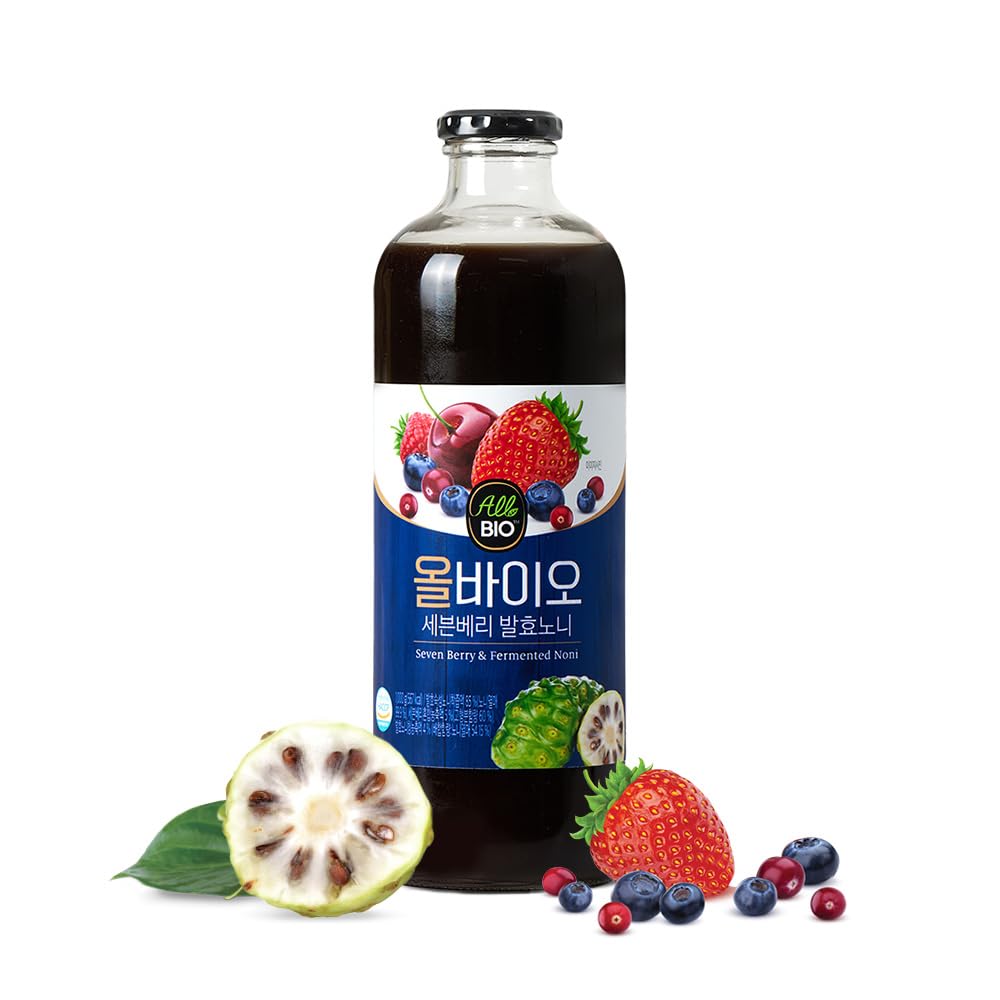JAVA NONI JUICE EXTRACT with 7 BERRY BLEND - 33.8 fl oz (1L) Bottle - 100% Pure Resveratrol & Fermented by ALLBIO