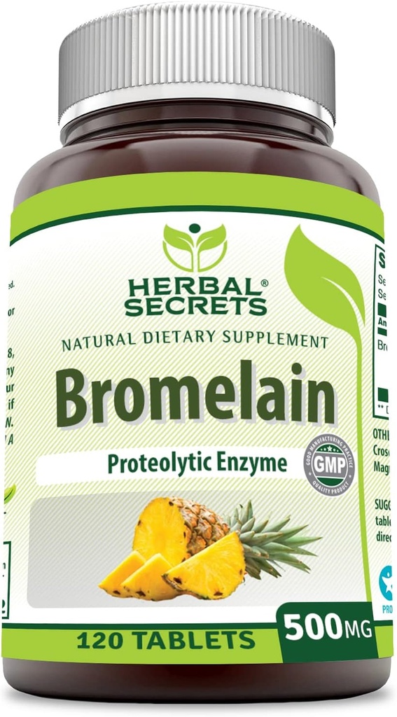 Herbal Secrets Bromelain Supplement 500 Mg Tablets Supplement | Non-GMO | Gluten Free | Made in USA (120 Count)