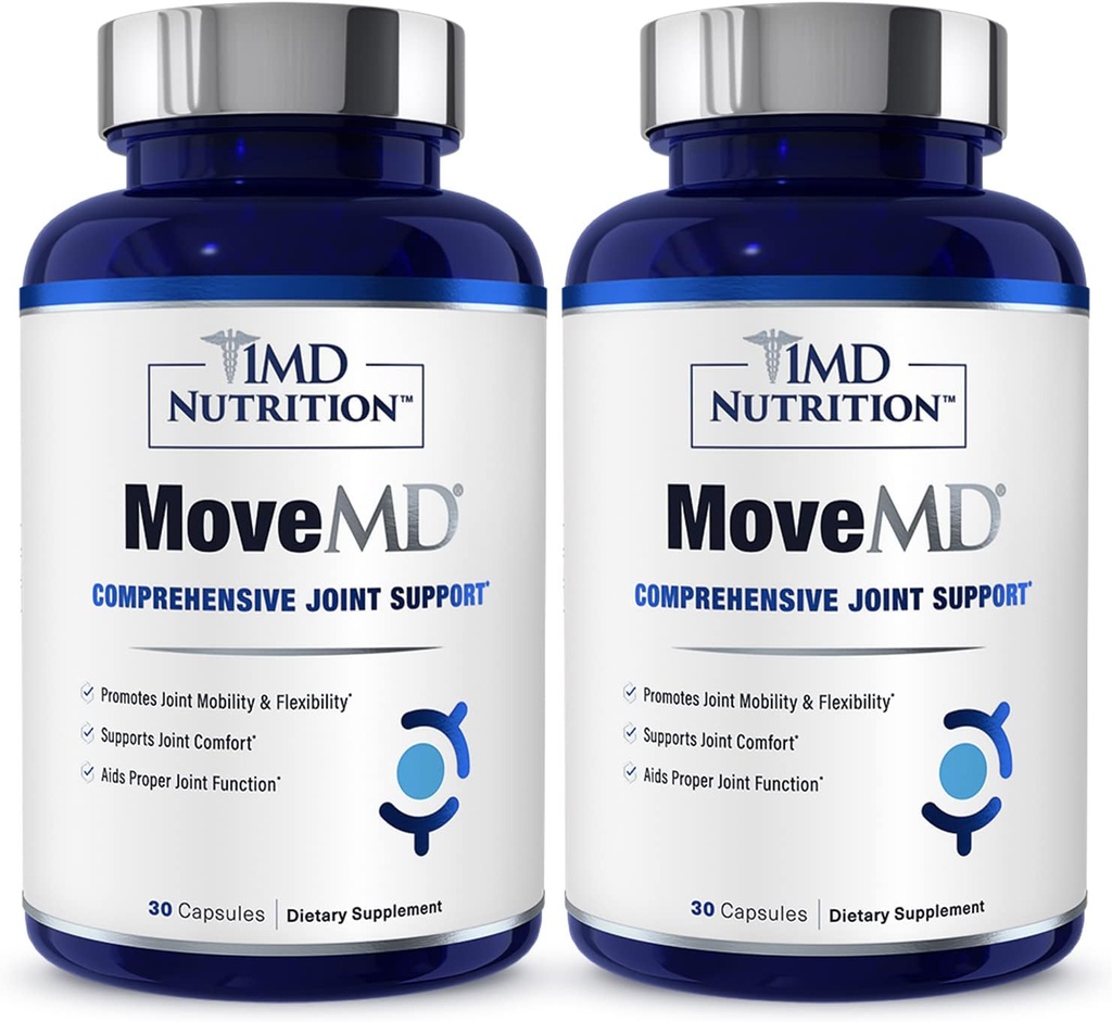 1MD Nutrition MoveMD - Joint Health Supplement - Doctor Formulated | with Collagen, Astaxanthin, and More | 30 Capsules (2-Pack)