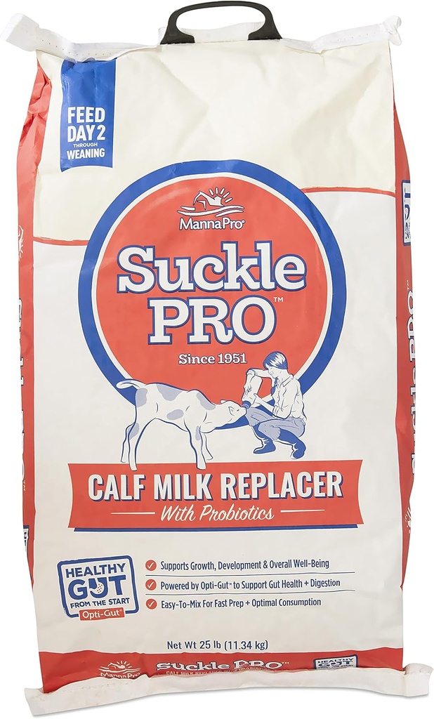Manna Pro Suckle Pro Calf Milk Replacer - 22% Protein with Probiotics - 25 lb