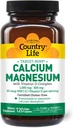 Country Life Target-Mins Calcium Magnesium with Vitamin D-Complex, 1000mg/500mg/10mcg, 120 Vegan Capsules, Certified Gluten Free, Certified Vegan, Verified Non-GMO Verified