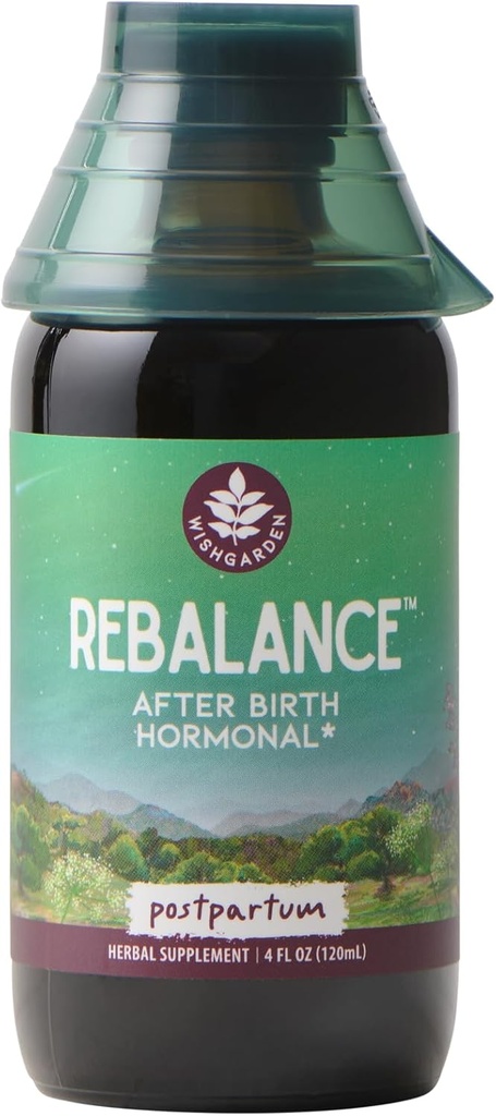 WishGarden Herbs ReBalance After Birth Hormonal - Plant-Based Herbal Supplement with Vitex Berry & Motherwort Supports Healthy Postpartum Hormone Levels and Postnatal Hormone Balance, 4oz
