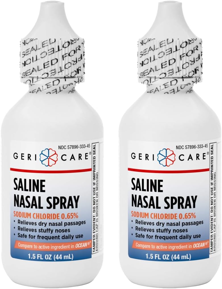 GeriCare Saline Nasal Spray 1.5 FL OZ Moisturizing Spray Sodium Chloride 0.65% (Pack of 2)