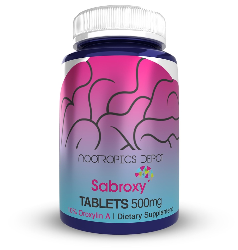 Nootropics Depot Sabroxy® Tablets | 500mg | 30 Count | Minimum 10% Oroxylin-A | Oroxylum indicum | May Help Promote Focus & Motivation | May Help Promote Cognitive Function
