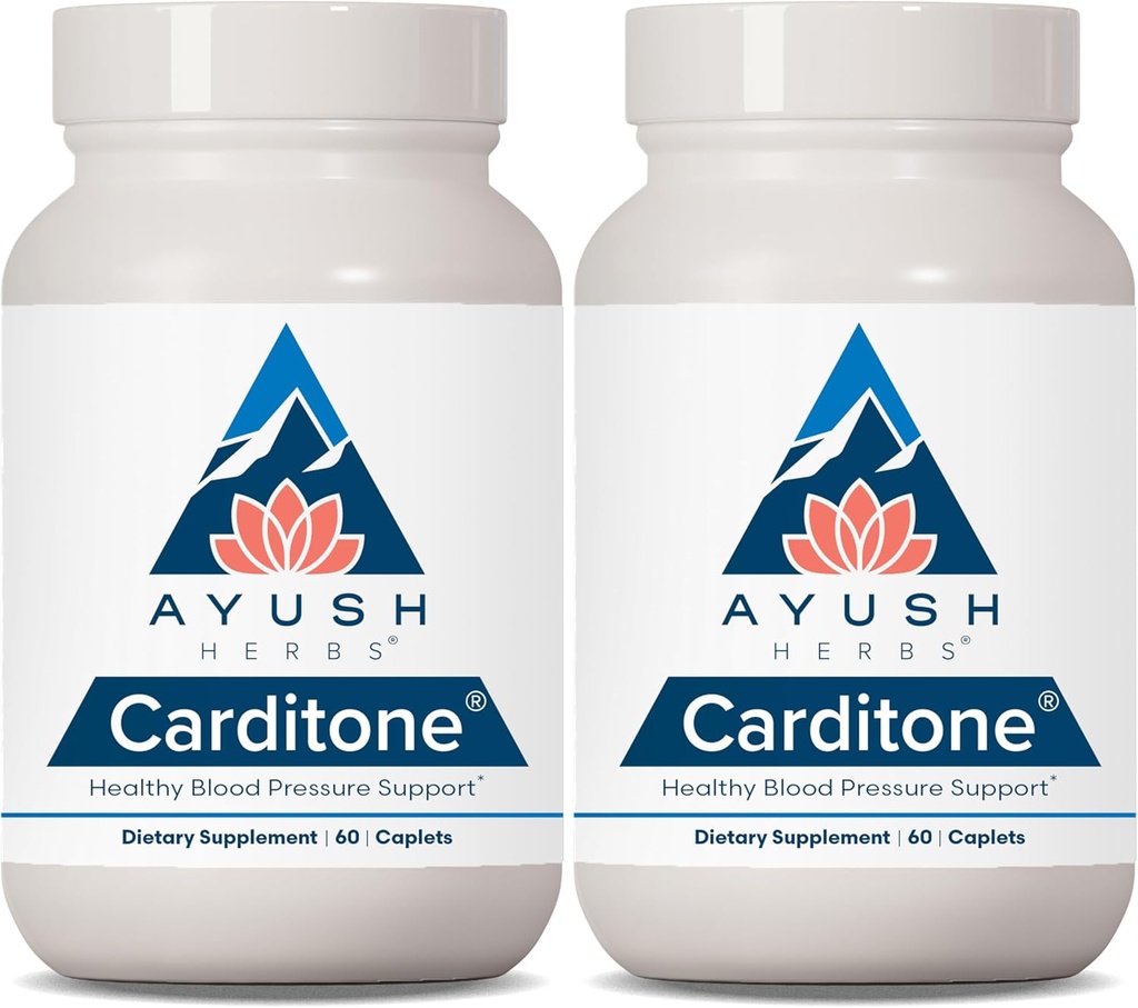 Ayush Herbs Carditone - Natural Supplement for Women & Men, BP Formula, Holistic Heart Supplement with Rauwolfia, Arjuna, Calcium, and Magnesium - 60 Vegetarian Caplets (2 Count)