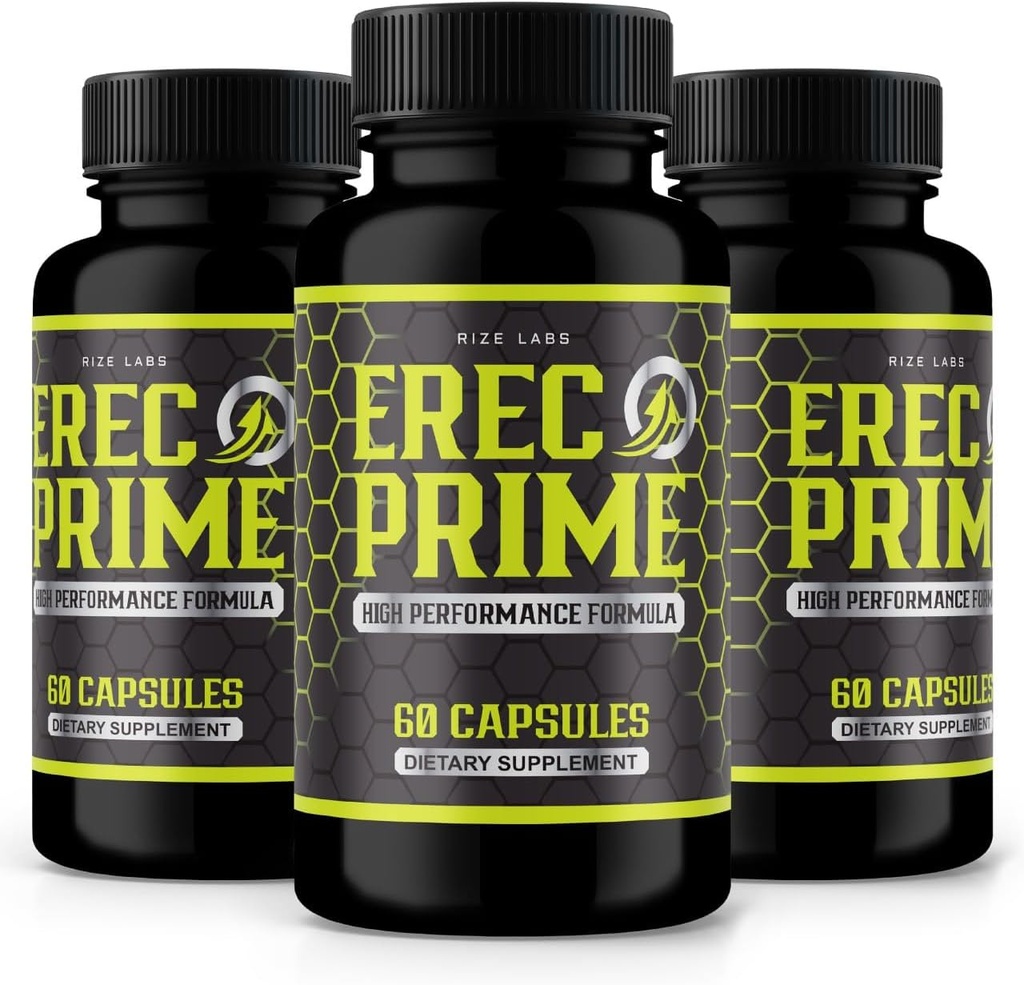 rize labs (Pack of 3 Erec Prime Pills for Men, High Performance Formula, All-Natural Support for Peak Performance & Overall Health, Official Reviews (180 Capsules)
