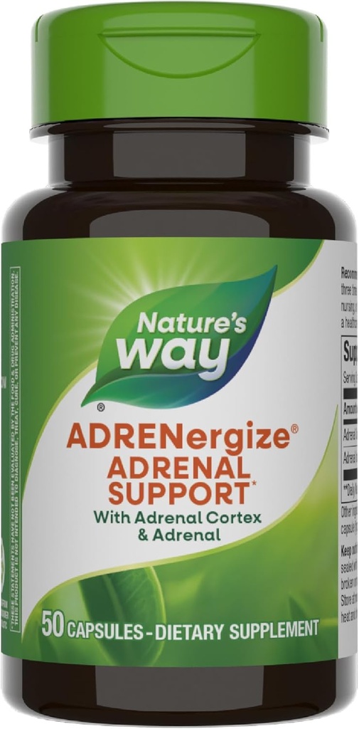 Nature's Way ADRENergize with Adrenal Cortex & Whole Adrenal, Energy Support*, 50 Capsules