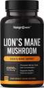 Natgrown Lions Mane Mushroom Supplement Capsules - Organic Lion’s Mane Extract Nootropic Brain Supplement for Men & Women - Promotes Mental Clarity, Focus, and Memory - Vegan Pills