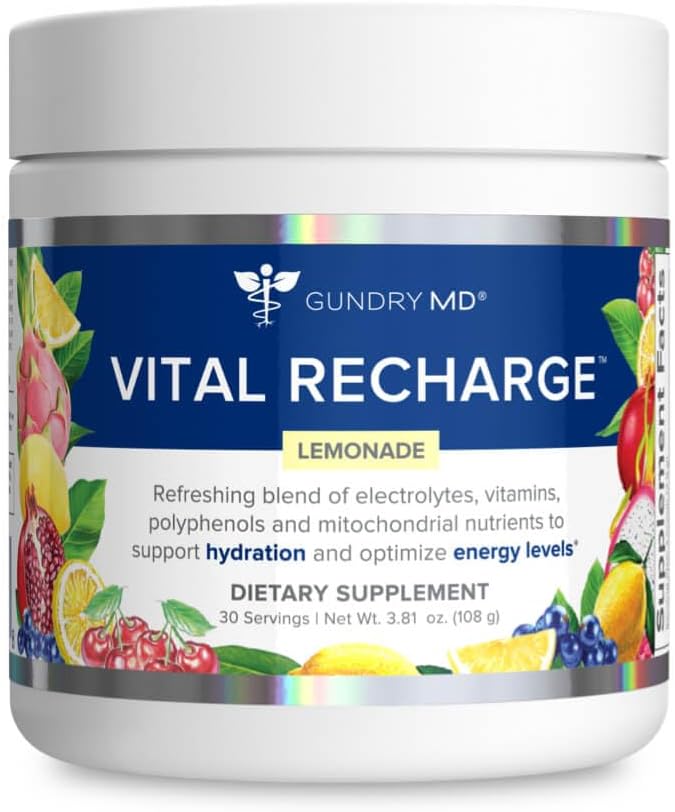 Gundry MD Vital Recharge Supplement Powder - Advanced Energy Formula with Electrolytes - Supports ATP Supply - 30 Servings