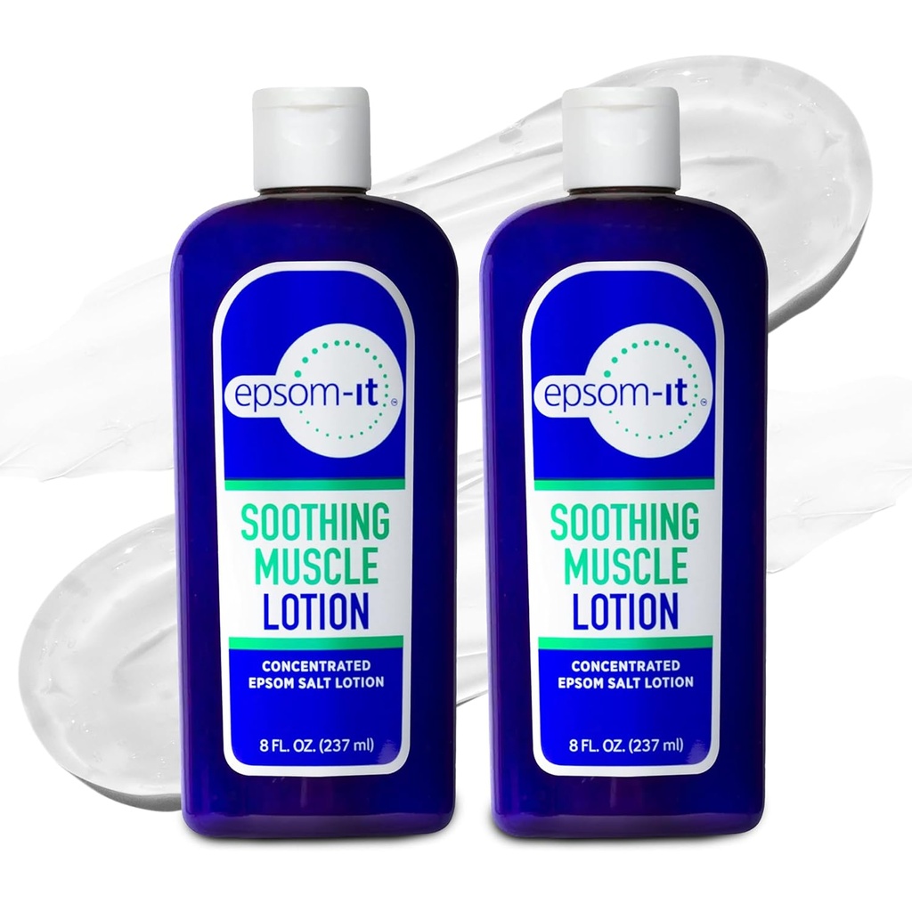 EPSOM-IT Soothing Muscle Lotion - Epsom Salt Magnesium Sulfate Cream Arnica for Muscle Stiffness, Topical Magnesium Lotion, Providing Comfort for Legs, Knee and Feet, 8.0 oz., 2-Pack