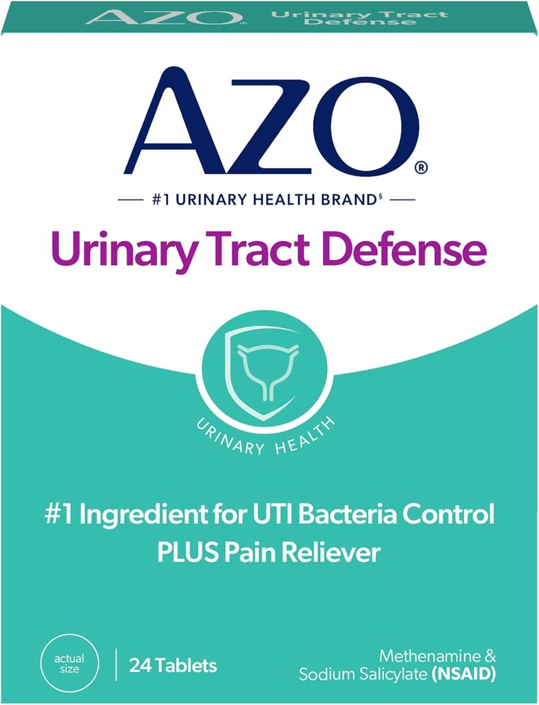 AZO Urinary Tract Defense Antibacterial Protection, FSA/HSA Eligible, Helps Control a UTI Until You Can See a Doctor, from The No. 1 Most Trusted Urinary Health Brand, 24 Count (Pack of 1)