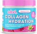 Obvi Hydration Powder | Electrolyte & Collagen Peptide Complex | 5 Types of Collagen with Hyaluronic Acid | Supports Skin Elasticity & Joint Health | Sugar-Free | Raspberry Rose, 30 Servings