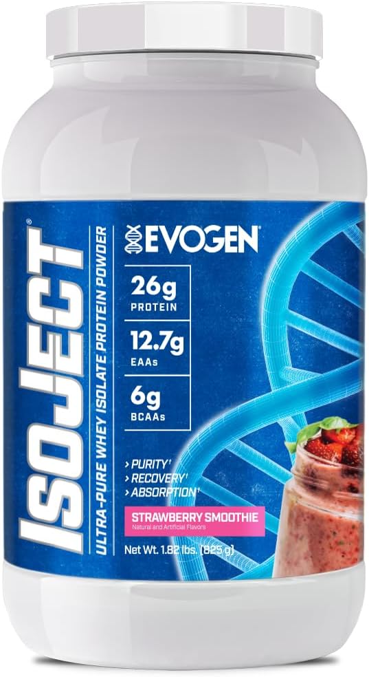 Evogen Isoject - Whey Protein Isolate | Ultra-Pure Whey Protein Powder with Ignitor Enzymes, BCAAs, and EAAs | Enhanced Absorption & Recovery | Strawberry Smoothie | 25 Servings