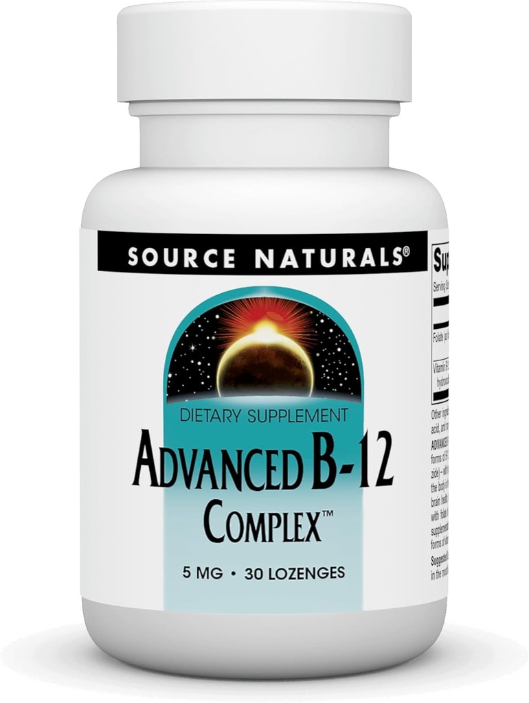 Source Naturals Product Image Advanced B-12 Complex,Promotes Normal Folic Acid Metabolism*, 5 MG - 30 Lozenges