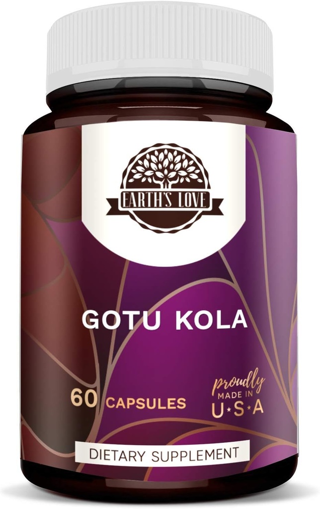 Earth's Love - Gotu Kola 60 Capsules, 500 mg, Gotu Kola (Centella Asiatica) Dried Herb (60 Capsules)