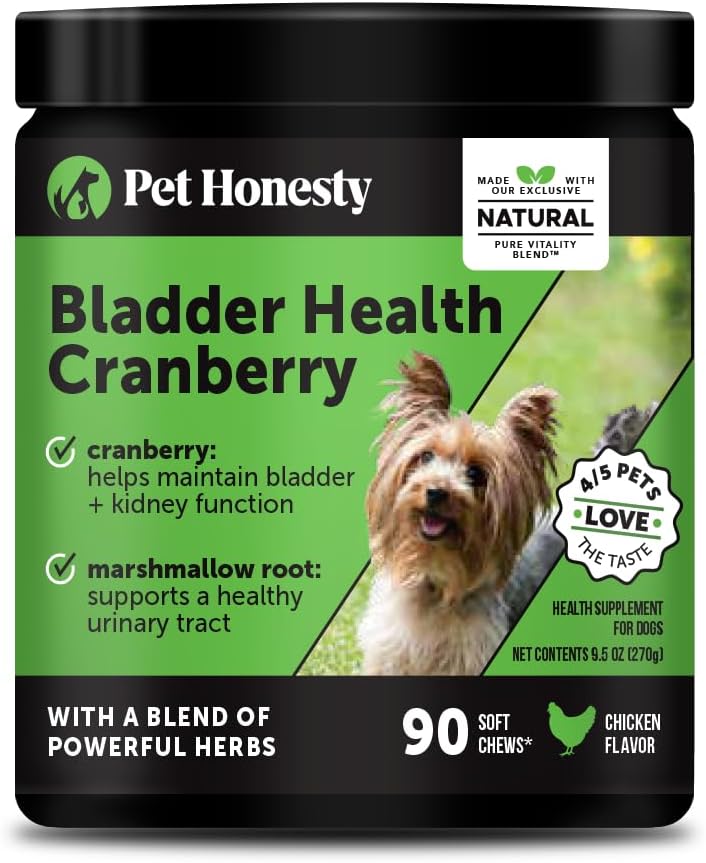 Bladder Health Cranberry Supplement for Dogs – Kidney Support for Dogs, Cranberry & D-Mannose for Dog Urinary Tract Health, Dog Urine & Bladder Support (Chicken)