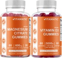 Vitamatic Magnesium & Vitamin D3 Gummies Combo - 60 Vegan Count Each
