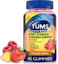 TUMS Plus Upset Stomach & Nausea Support, Dietary Supplement, Ginger Berry - 45 Count