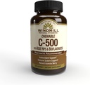 Windmill Natural Vitamins Vitamin C 500 mg, with Rose HIPS and Bioflavonoids, Immune Booster, Antioxidant Support, Chewable Tablets, Acerola Berry, 50 Tablets, 50 Servings